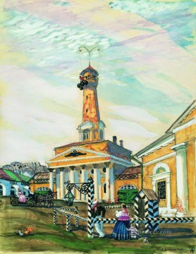  Square Painting - square in krutogorsk 1915 Boris Mikhailovich Kustodiev cityscape city scenes